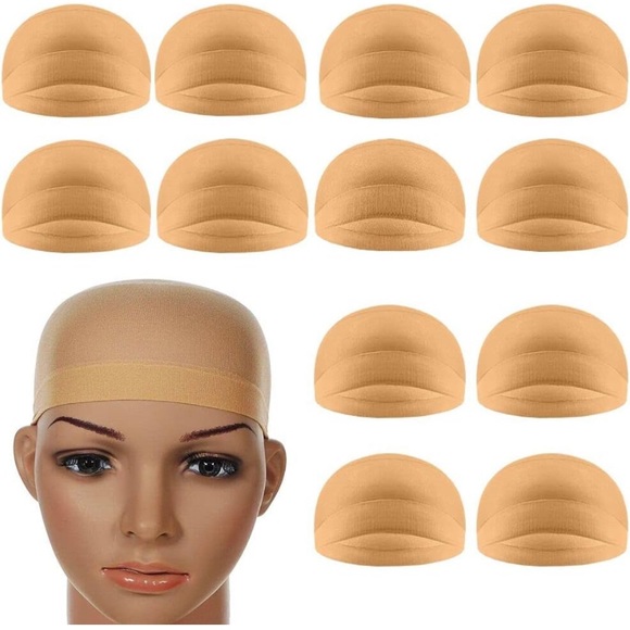 Stretchy Nylon Wig Caps for Lace Front Wigs,Beige Wig Cap for Women,2 Pieces NEW - Picture 4 of 4